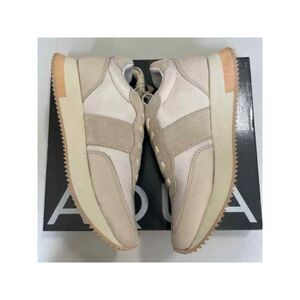 AQUA Womens Beige 0.5" Platform Toe Wedge Leather Athletic Training Shoes 8.5 M